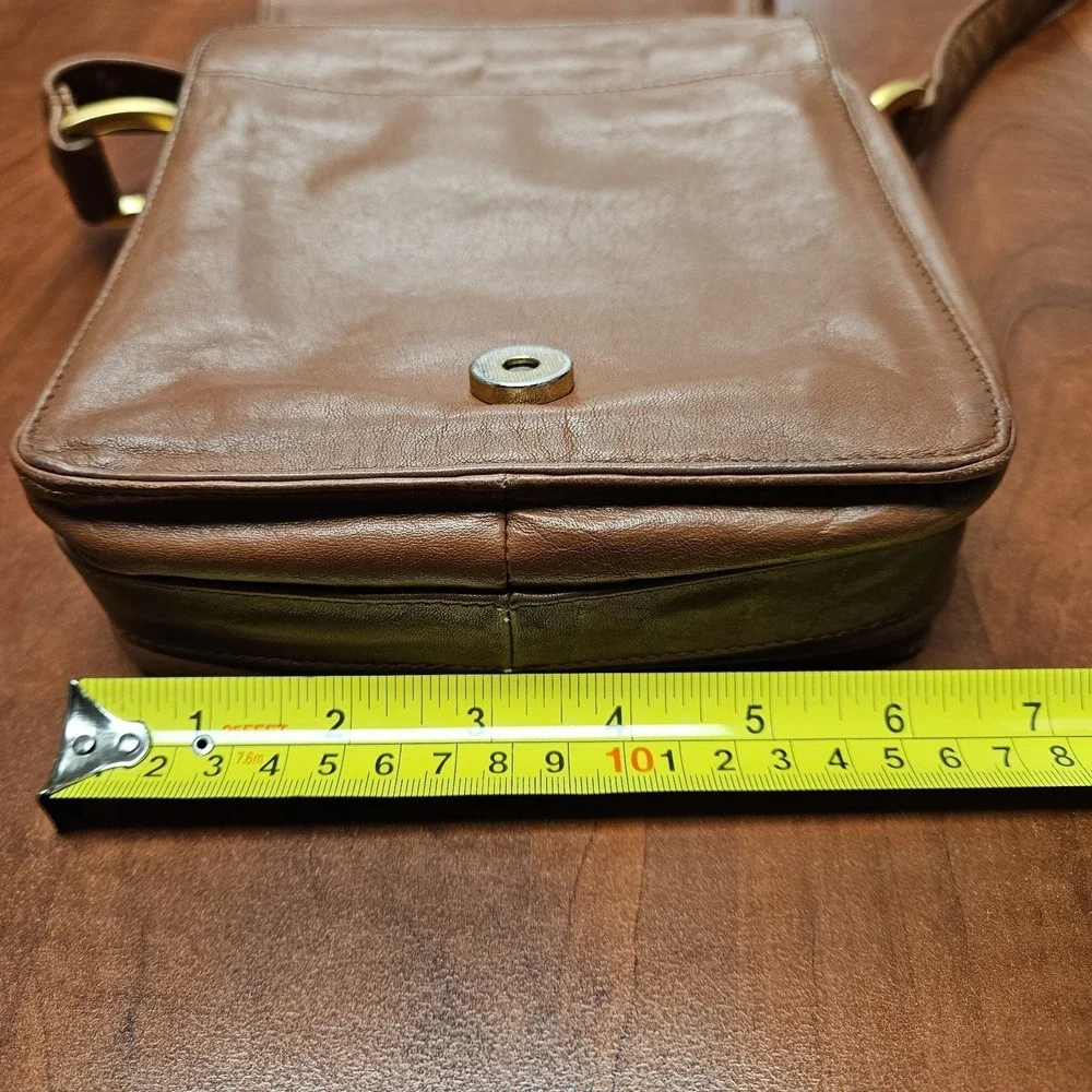 VTG 90s Valerie Stevens Brown Genuine Leather Crossbody Bag Minimalist Purse‎
